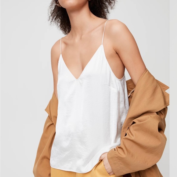 Aritzia Tops - NWT Aritzia Wilfred Size S Boscono Camisole White Satin V-neck